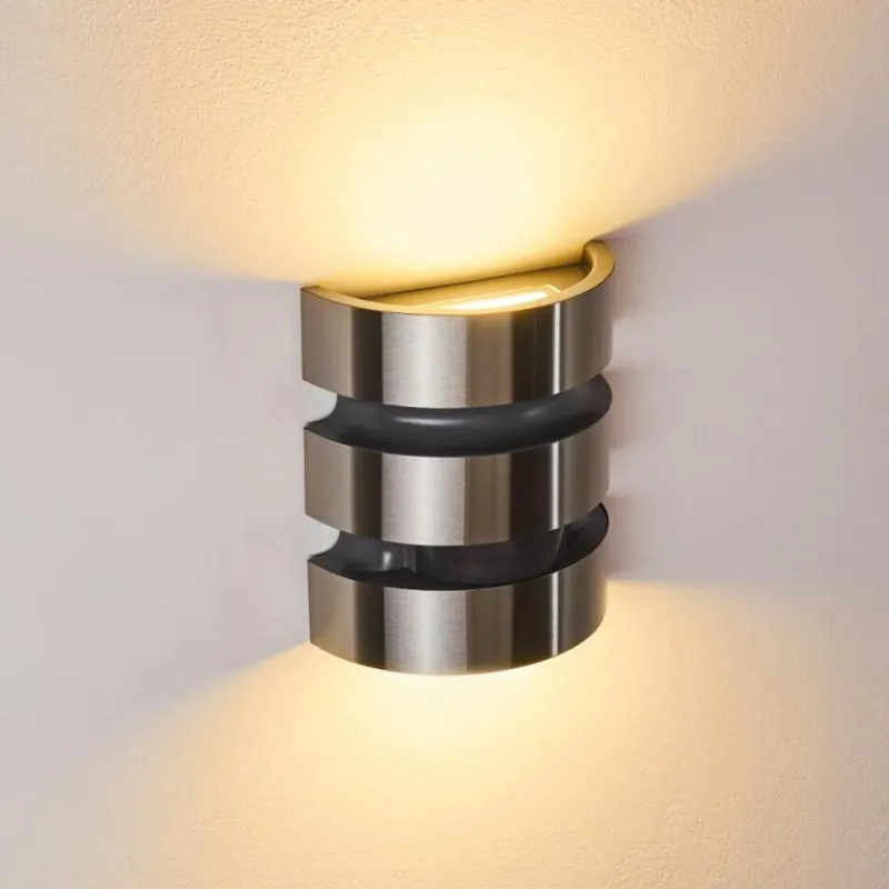 hofstein Applique murale d'extérieur Kolding LED Acier inoxydable, Noir, 1 lumière, Détecteur de mouvement