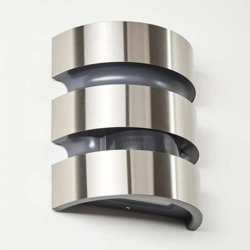 hofstein Applique murale d'extérieur Kolding LED Acier inoxydable, Noir, 1 lumière, Détecteur de mouvement