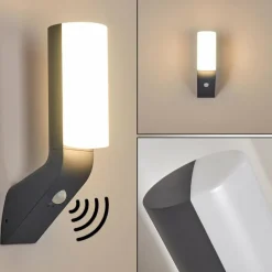 hofstein Applique murale d'extérieur Porus LED Anthracite, 1 lumière, Détecteur de mouvement