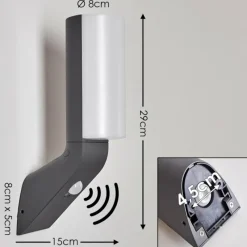 hofstein Applique murale d'extérieur Porus LED Anthracite, 1 lumière, Détecteur de mouvement