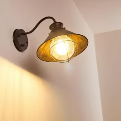 Lampes Vintages & Rétros-hofstein Applique murale d'extérieur Lohja Rouille, Noir, 1 lumière