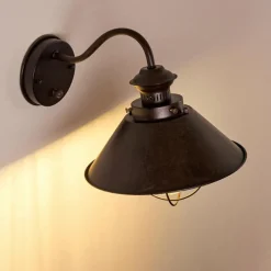 Lampes Vintages & Rétros-hofstein Applique murale d'extérieur Lohja Rouille, Noir, 1 lumière