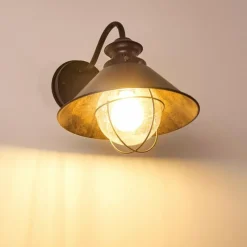 Lampes Vintages & Rétros-hofstein Applique murale d'extérieur Lohja Rouille, Noir, 1 lumière