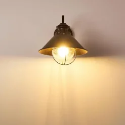 Lampes Vintages & Rétros-hofstein Applique murale d'extérieur Lohja Rouille, Noir, 1 lumière