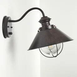 Lampes Vintages & Rétros-hofstein Applique murale d'extérieur Lohja Rouille, Noir, 1 lumière