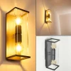 Lampes Vintages & Rétros-hofstein Applique murale d'extérieur Faroer Noir, 2 lumières