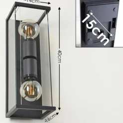 Lampes Vintages & Rétros-hofstein Applique murale d'extérieur Faroer Noir, 2 lumières