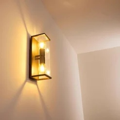 Lampes Vintages & Rétros-hofstein Applique murale d'extérieur Faroer Noir, 2 lumières