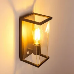 hofstein Applique murale d'extérieur Faroer Noir, 1 lumière, Détecteur de mouvement