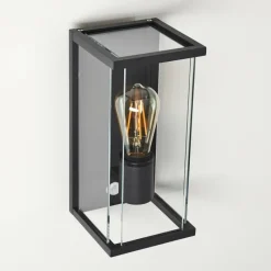 hofstein Applique murale d'extérieur Faroer Noir, 1 lumière, Détecteur de mouvement