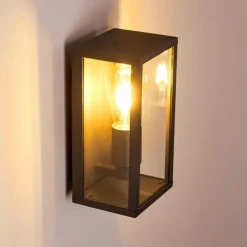 Lampes Vintages & Rétros-hofstein Applique murale d'extérieur Kiwalik Noir, 1 lumière