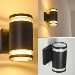 hofstein Applique murale d'extérieur Macoupin Noir, 2 lumières