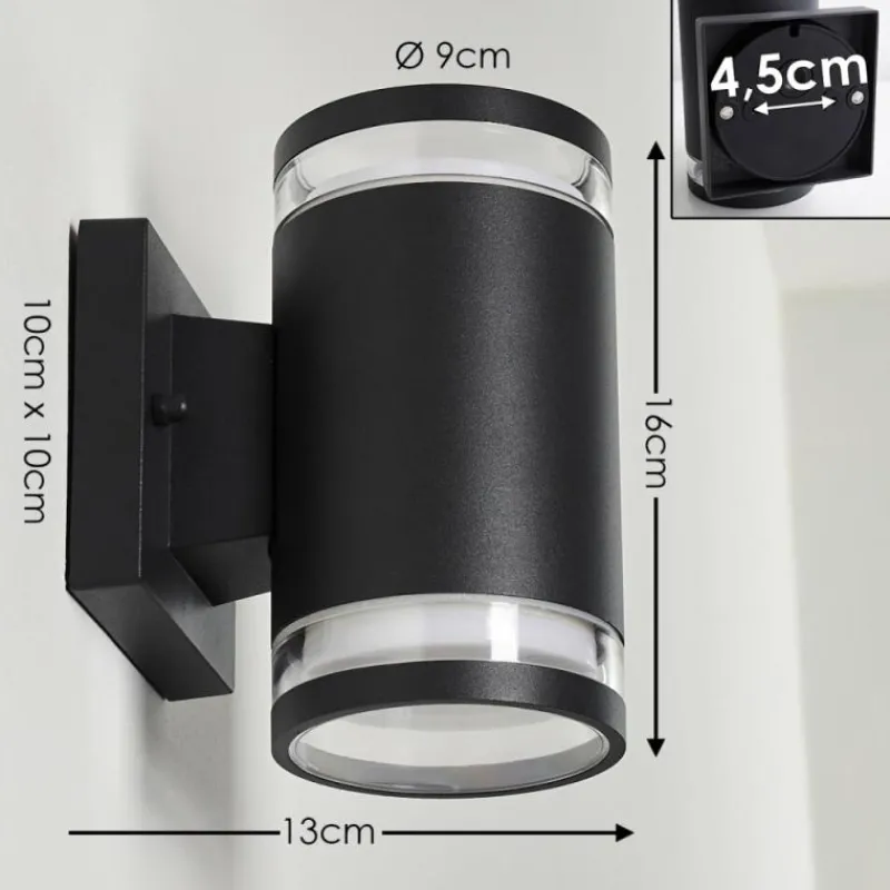 hofstein Applique murale d'extérieur Macoupin Noir, 2 lumières