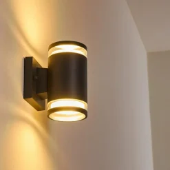 hofstein Applique murale d'extérieur Macoupin Noir, 2 lumières