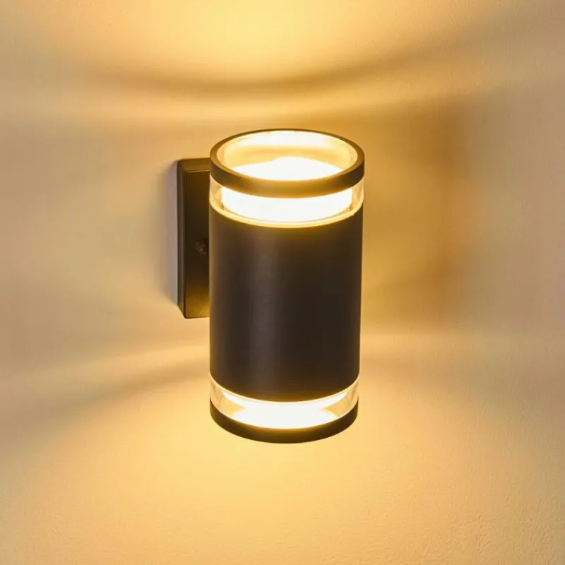 hofstein Applique murale d'extérieur Macoupin Noir, 2 lumières