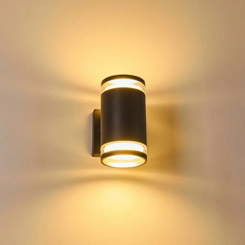 hofstein Applique murale d'extérieur Macoupin Noir, 2 lumières