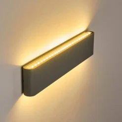 hofstein Applique murale d'extérieur Tinglev LED Gris, 2 lumières