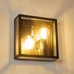 Lampes Vintages & Rétros-hofstein Applique murale d'extérieur Minakata Noir, 2 lumières