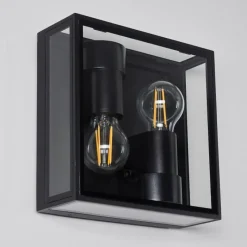Lampes Vintages & Rétros-hofstein Applique murale d'extérieur Minakata Noir, 2 lumières