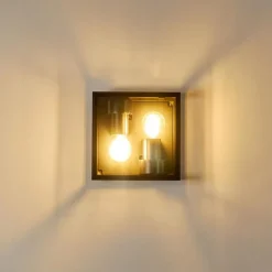 Lampes Vintages & Rétros-hofstein Applique murale d'extérieur Minakata Noir, 2 lumières