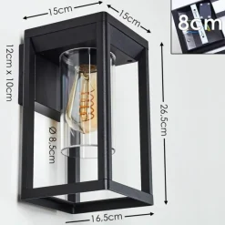 Lampes Vintages & Rétros-hofstein Applique murale d'extérieur Baoshan Noir, 1 lumière