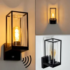 hofstein Applique murale d'extérieur Palanga Noir, 1 lumière, Détecteur de mouvement