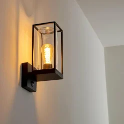 hofstein Applique murale d'extérieur Palanga Noir, 1 lumière, Détecteur de mouvement