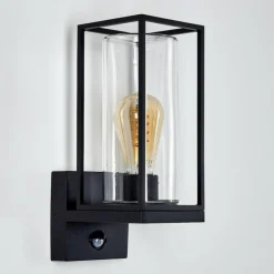 hofstein Applique murale d'extérieur Palanga Noir, 1 lumière, Détecteur de mouvement