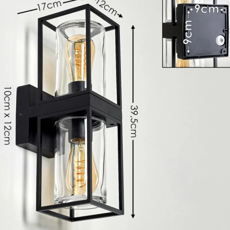 hofstein Applique murale d'extérieur Palanga Noir, 2 lumières