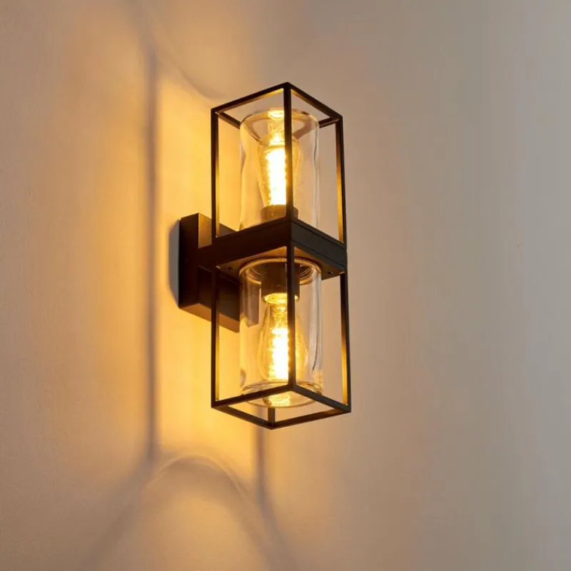 hofstein Applique murale d'extérieur Palanga Noir, 2 lumières