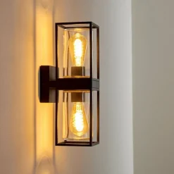 hofstein Applique murale d'extérieur Palanga Noir, 2 lumières