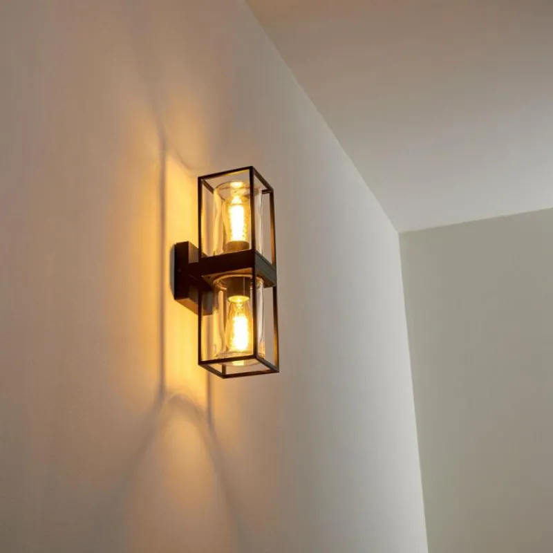 hofstein Applique murale d'extérieur Palanga Noir, 2 lumières