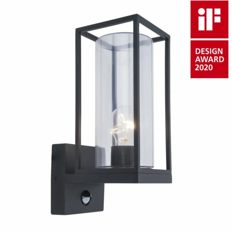 Luminaires Lutec Applique murale d'extérieur Lutec Flair Noir, 1 lumière, Détecteur de mouvement