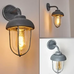 Lampes Vintages & Rétros-hofstein Applique murale d'extérieur Poznan Gris, Blanc, 40 lumières