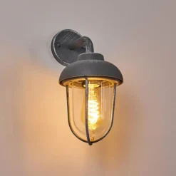 Lampes Vintages & Rétros-hofstein Applique murale d'extérieur Poznan Gris, Blanc, 40 lumières