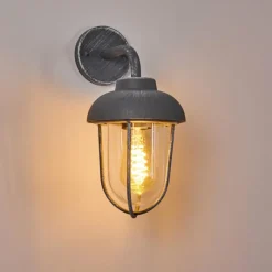 Lampes Vintages & Rétros-hofstein Applique murale d'extérieur Poznan Gris, Blanc, 40 lumières