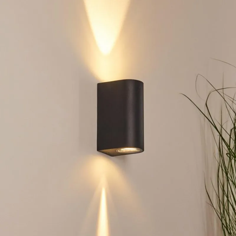 hofstein Applique murale d'extérieur Komoren LED Noir, 2 lumières