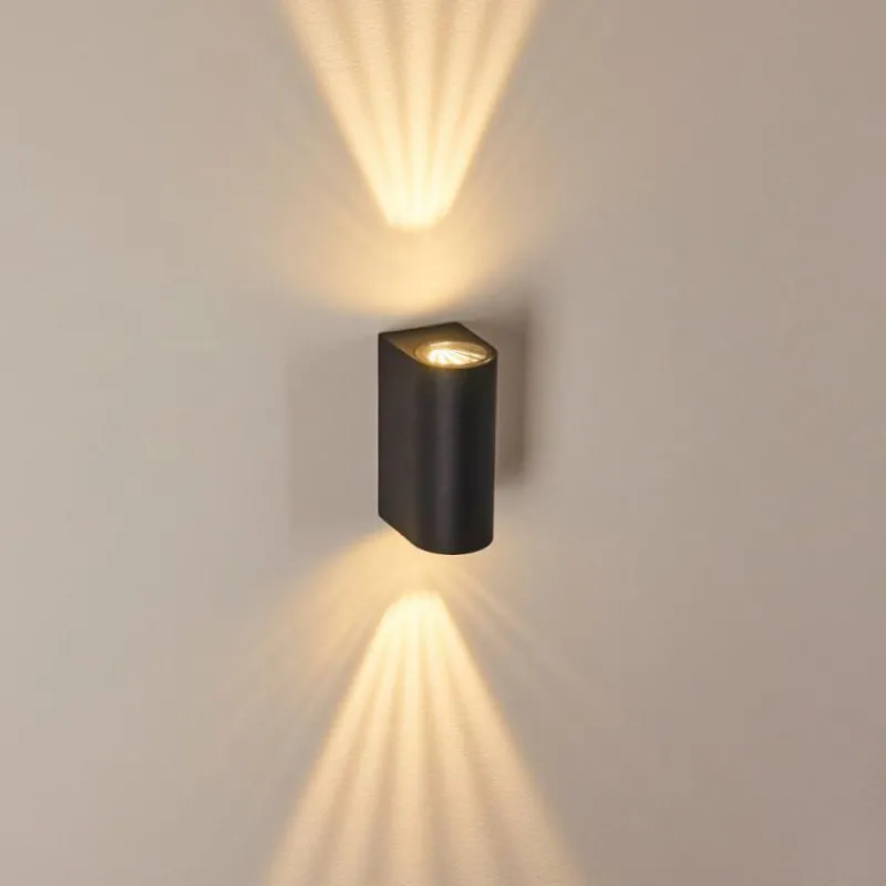 hofstein Applique murale d'extérieur Komoren LED Noir, 2 lumières