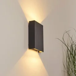 hofstein Applique murale d'extérieur Benin LED Noir, 2 lumières