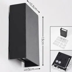 hofstein Applique murale d'extérieur Benin LED Noir, 2 lumières