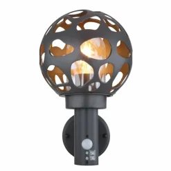 Luminaires Globo Lighting Applique murale d'extérieur Globo HILARIO Anthracite, 1 lumière, Détecteur de mouvement