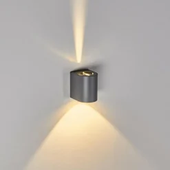 hofstein Applique murale d'extérieur Mora LED Gris, 2 lumières