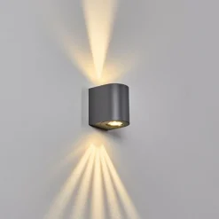 hofstein Applique murale d'extérieur Mora LED Gris, 2 lumières