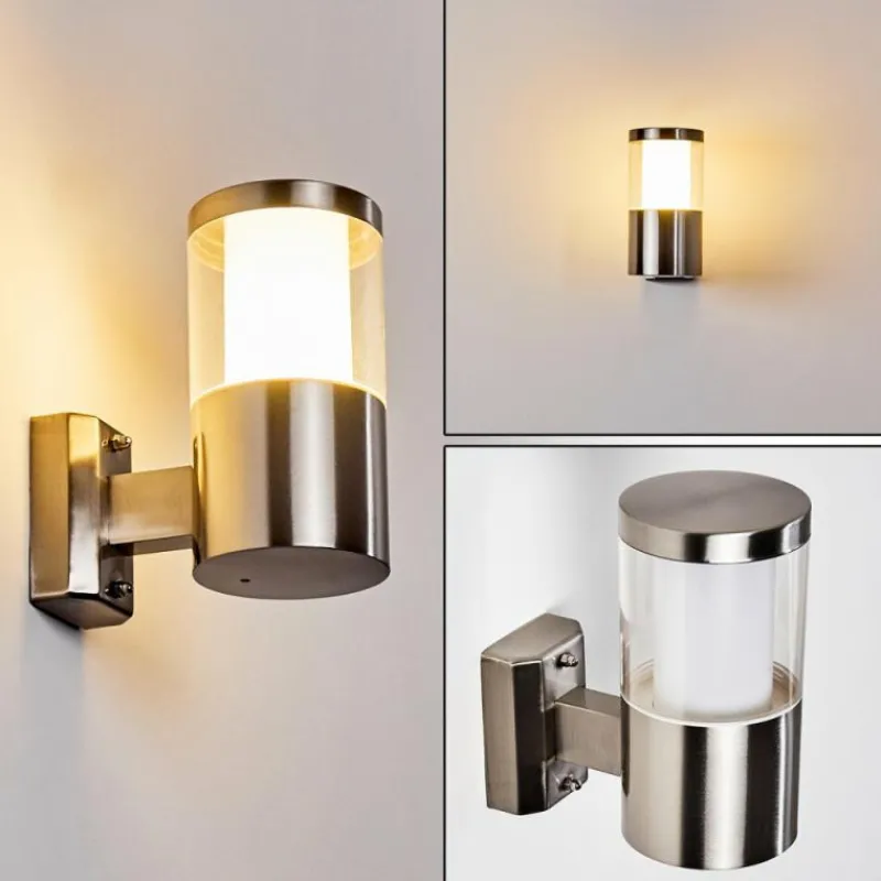 hofstein Applique murale d'extérieur Leon LED Nickel mat, 1 lumière