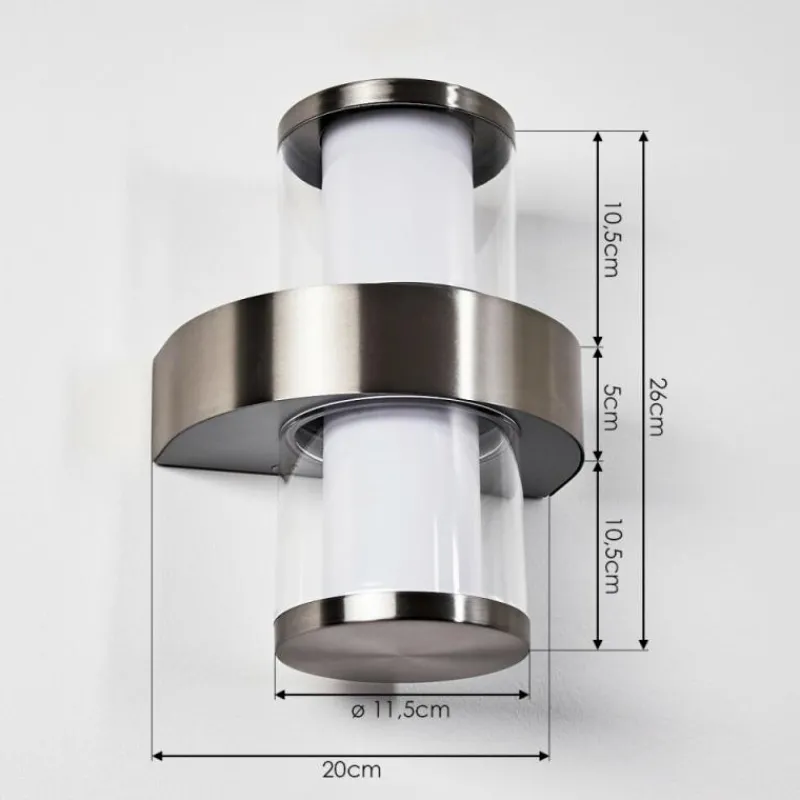 hofstein Applique murale d'extérieur Parawa LED Nickel mat, 2 lumières