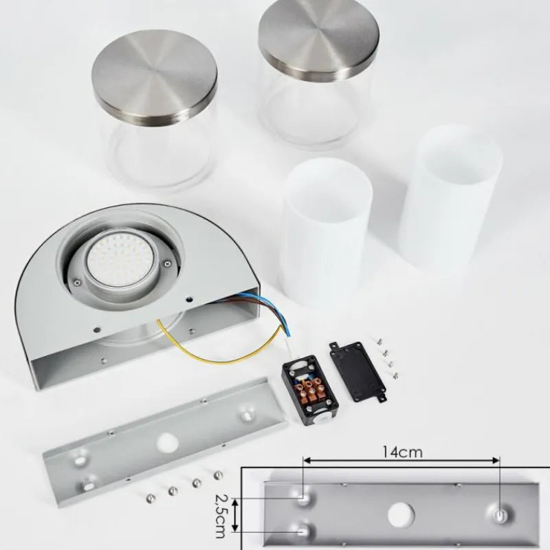 hofstein Applique murale d'extérieur Parawa LED Nickel mat, 2 lumières