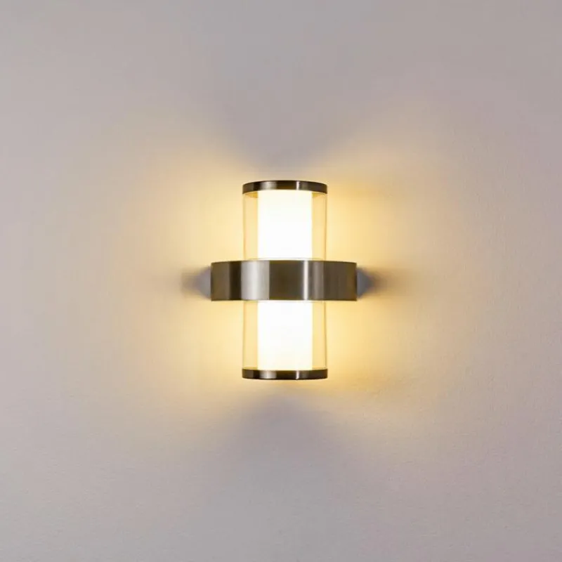 hofstein Applique murale d'extérieur Parawa LED Nickel mat, 2 lumières