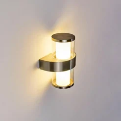 hofstein Applique murale d'extérieur Parawa LED Nickel mat, 2 lumières