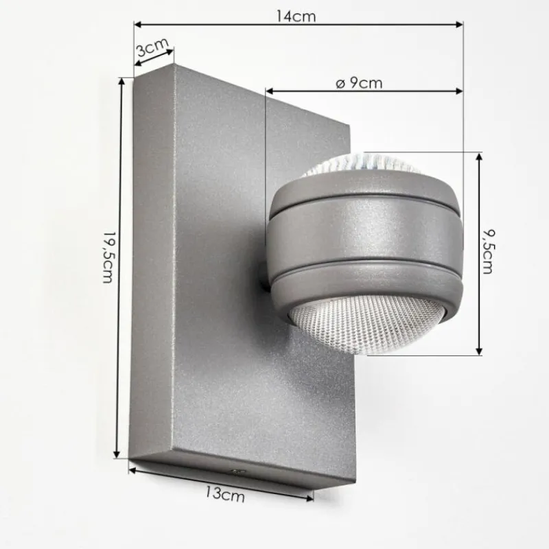 hofstein Applique murale d'extérieur Arsego LED Gris, 2 lumières
