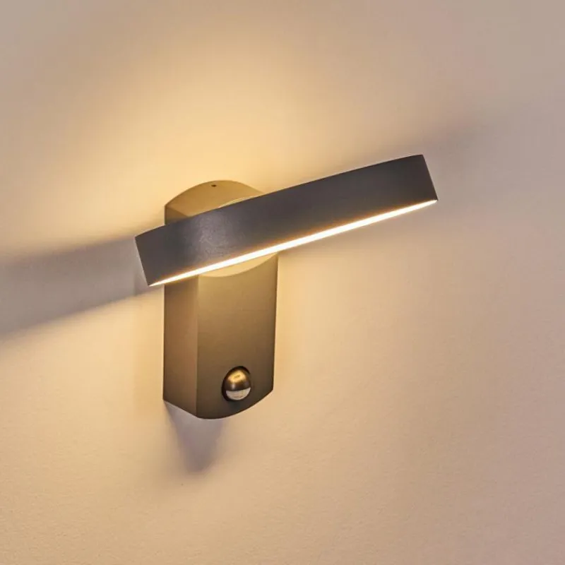 hofstein Applique murale d'extérieur Carinola LED Anthracite, 1 lumière, Détecteur de mouvement
